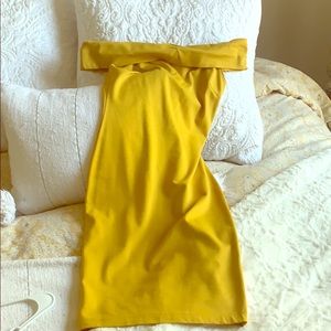 Sexy mustard color bodycon dress